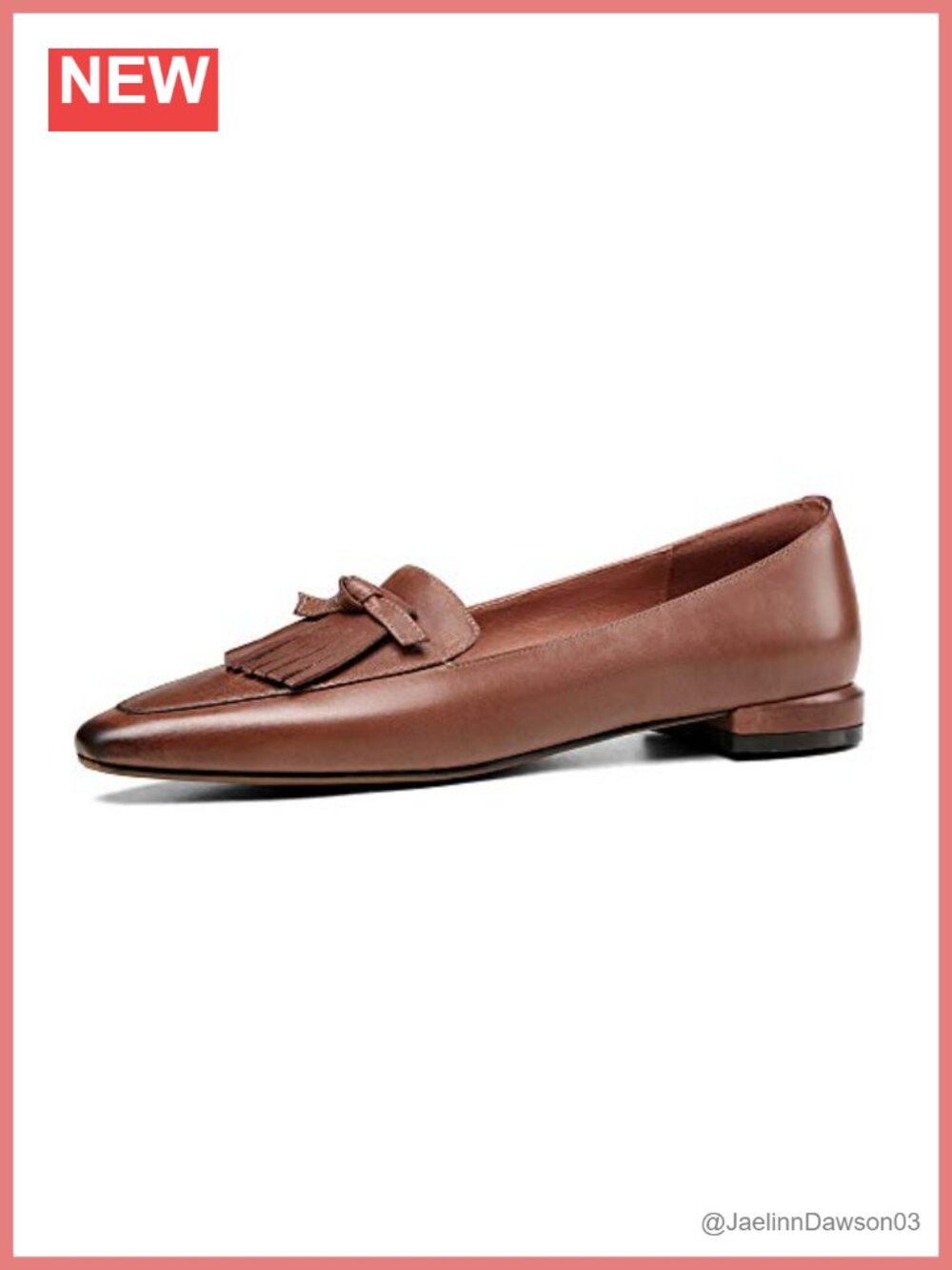 Women's Genuine Leather Pointed Toe Tassel Slip On Flats
